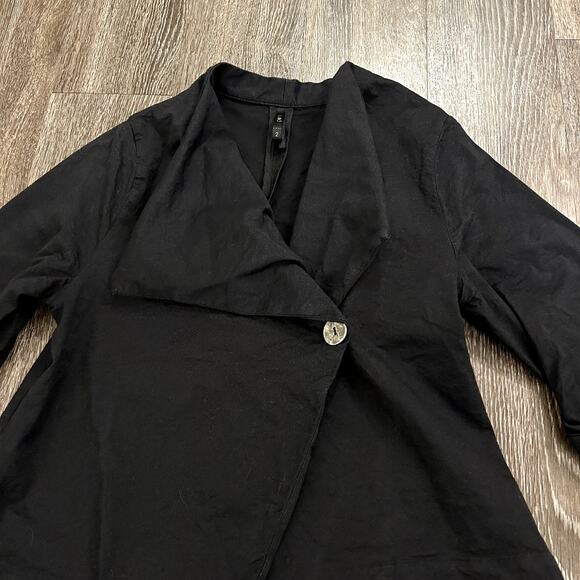 EUC Porto Asymmetric Draped Jacket Charcoal Black Sz 2 Sculptural Modern Blazer - Picture 5 of 14